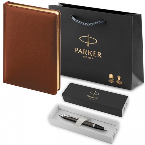 Набор Parker IM Core Dark Espresso CT из шариковой ручки и ежедневника коричневого цвета в Санкт-Петербурге