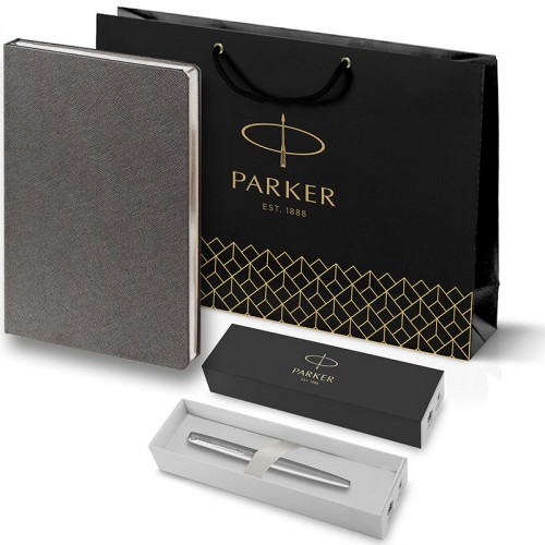Набор Parker Jotter Stainless Steel CT из перьевой ручки и серого ежедневника в Санкт-Петербурге