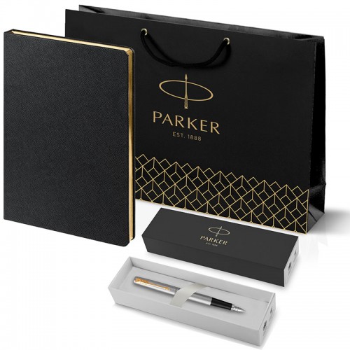 Набор Parker Jotter Stainless Steel GT из перьевой ручки и черного ежедневника недатированного в Санкт-Петербурге