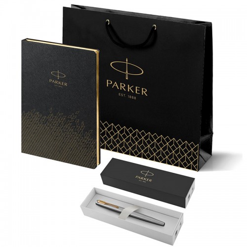 Набор Parker Jotter Stainless Steel GT из перьевой ручки и ежедневника недатированного черного цвета в Санкт-Петербурге