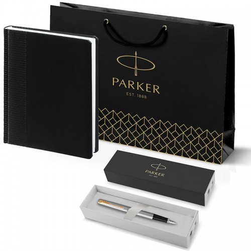 Набор Parker Jotter Stainless Steel GT из перьевой ручки и ежедневника черного цвета в Санкт-Петербурге