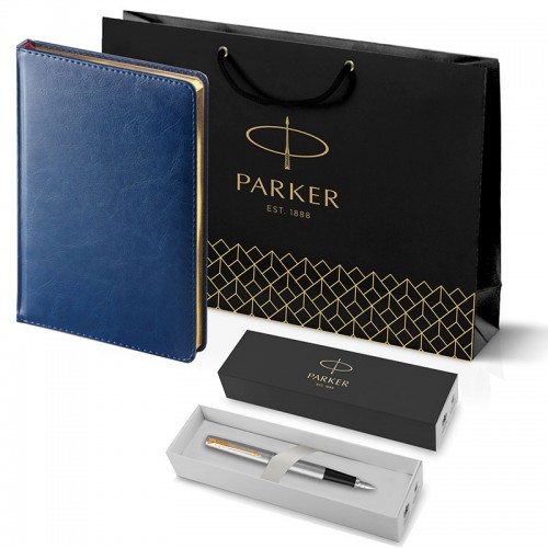 Набор Parker Jotter Stainless Steel GT из перьевой ручки и синего ежедневника недатированного в Санкт-Петербурге