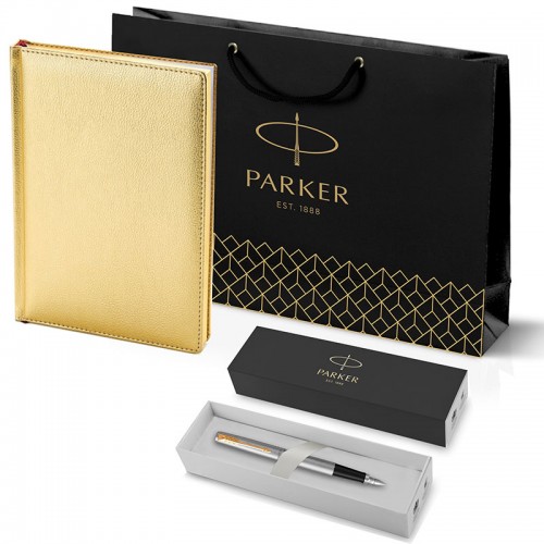 Набор Parker Jotter Stainless Steel GT из перьевой ручки и золотого ежедневника недатированного в Санкт-Петербурге
