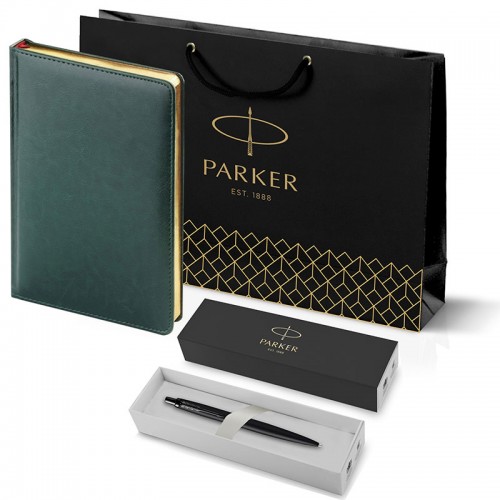 Набор Parker Jotter XL SE20 Monochrome Black из шариковой ручки и ежедневника зеленого цвета в Санкт-Петербурге