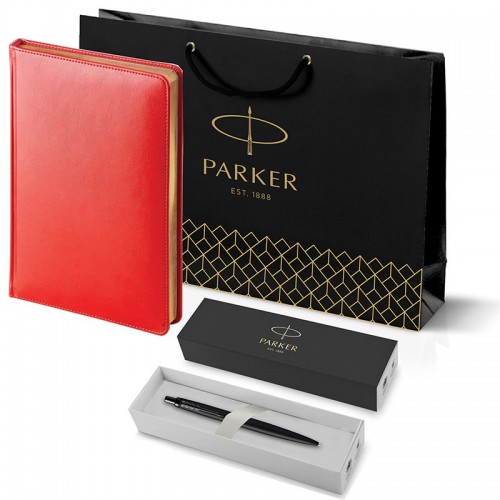 Набор Parker Jotter XL SE20 Monochrome Black из шариковой ручки и ежедневника красного цвета в Санкт-Петербурге