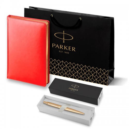 Набор Parker Jotter XL SE20 Monochrome Gold из шариковой ручки и ежедневника красного цвета в Санкт-Петербурге