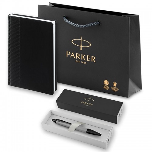 Набор Parker IM Achromatic Matte Grey BT из шариковой ручки и ежедневника черного цвета в Санкт-Петербурге