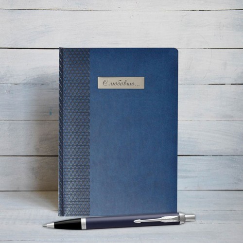 Набор Parker IM Metal Blue CT из шариковой ручки и ежедневника синего цвета в Санкт-Петербурге